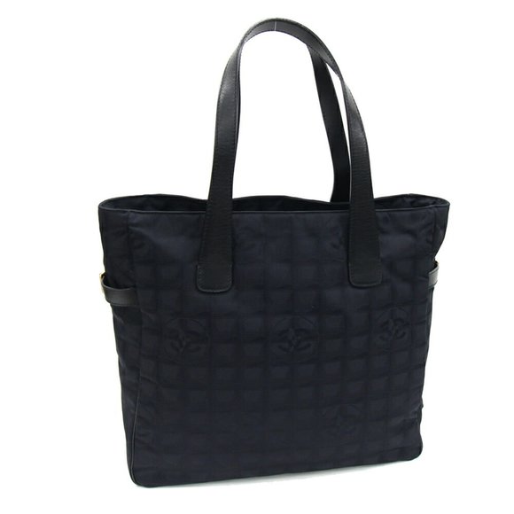 CHANEL Black Leather Logo Tote Bag - Picture 1 of 7